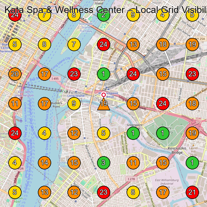 Kata Spa & Wellness Center Massage Spa GeoGrid ranking map for Long Island City NY